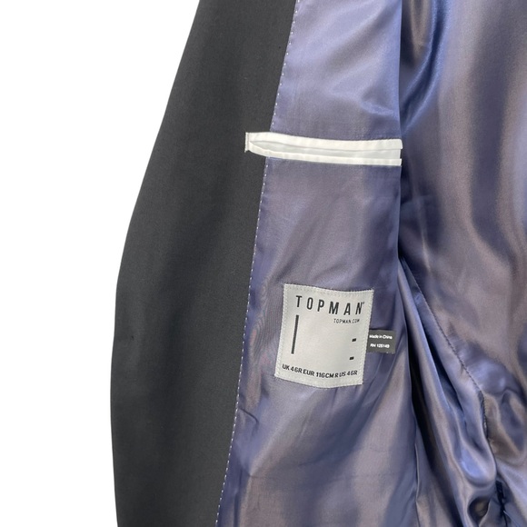 Topman Black Purple Liner Slim Fit Single Breasted Suit Jacket Size 46 R - Picture 3 of 5
